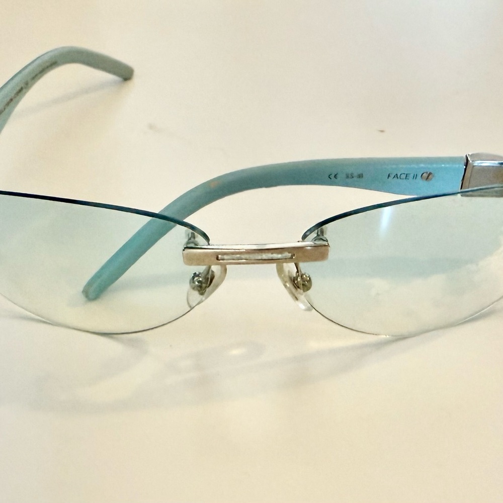 Kisselstein-Cord rare vintage blue sunglasses leather and silver
